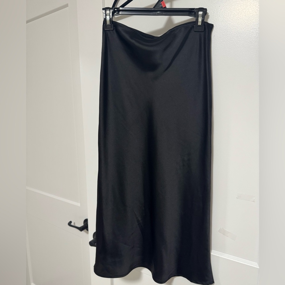 Elegant Black Satin Skirt